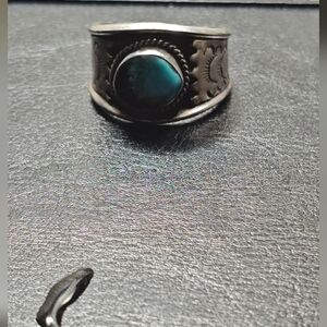 Vintage Sterling Silver Native American Turquoise Size 13 Ring Men Handmade